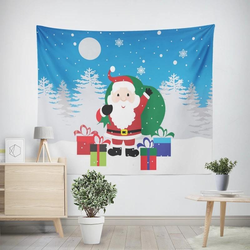 Christmas New Year Cute Snowman Pattern Living Room Bedroom Decoration Tapestry