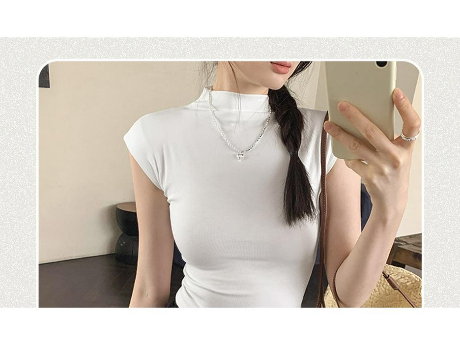 Women's Slim-Fit Open-Back T-Shirt: Summer Sleeveless, Half-High Collar, Hot Girl Style