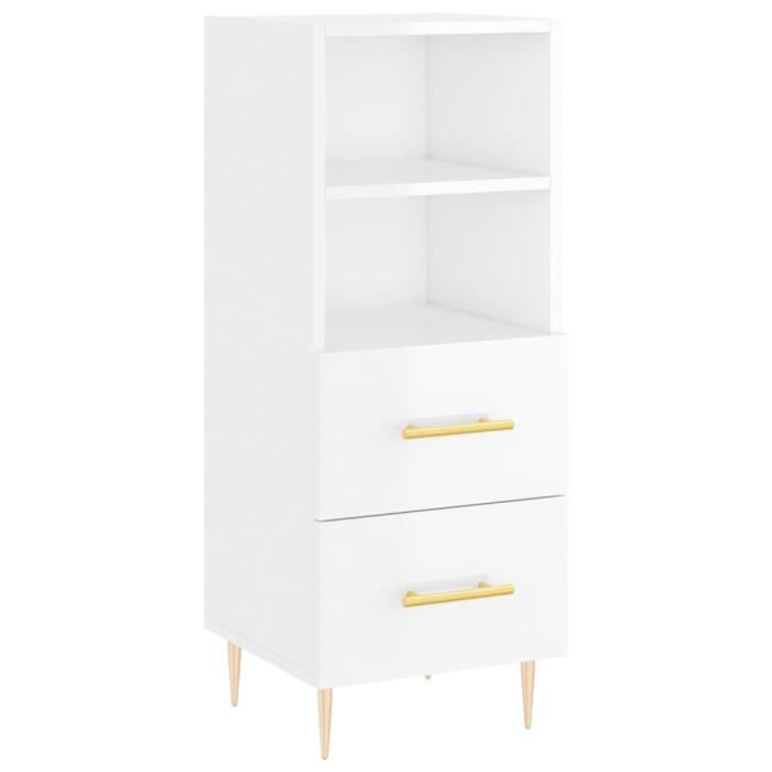VidaXL Buffet High-Gloss White 34.5x34x90 Cm Engineered Wood 828654