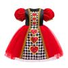 Summer Wonderland Red Queen Of Hearts Halloween Cosplay Costume Poker Birthday Party Dresses Girls Stage Drama Show Kids Clothes