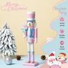 38CM Macaron Colored Candy Walnut Soldier Solid Wood Decoration Ornament Gift Handicraft Christmas Ornament Walnut Clip 1PCS