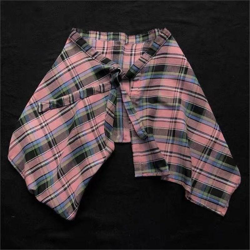 

Versatile Retro Plaid Waist Wrap for Street Dance and JK Style One Size чорний/рожевий