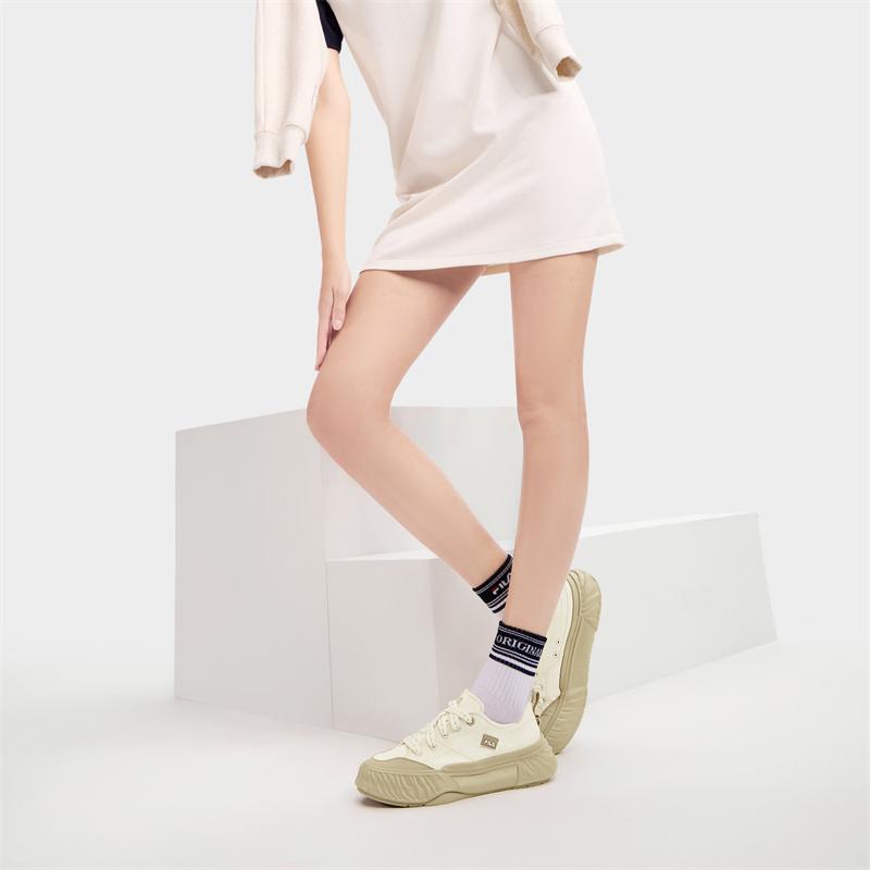 New FILA Fosso Abrasion Resistant Low top Canvas Shoes Women's Milk White F12W432308FGD