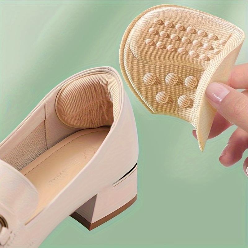 2 Pairs of 4 Pack Self-Adhesive Heel Pads, Beige, Black - Hypoallergenic Polyester, Anti-Slip and Anti-Blister Insoles for Too Large Shoes, Insoles