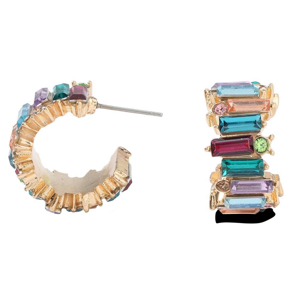 Modische Acryl-C-förmige Ohrringe mit farbigen Diamanten für Damen