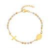 Xiaomi Vnox Metal Virgin Mary Saint Benedict Cross Bracelet, Stainless Steel Bead Pearl Chain Bracelets For Women Religious Jewelry