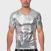 Men's Summer Slim Trendy Short-Sleeve Shiny T-Shirt for Nightclubs