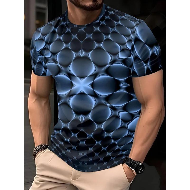 Tricou de vară pentru bărbați, cu gât rotund, imprimat 3D, modă, versatil, la modă, respirabil, casual