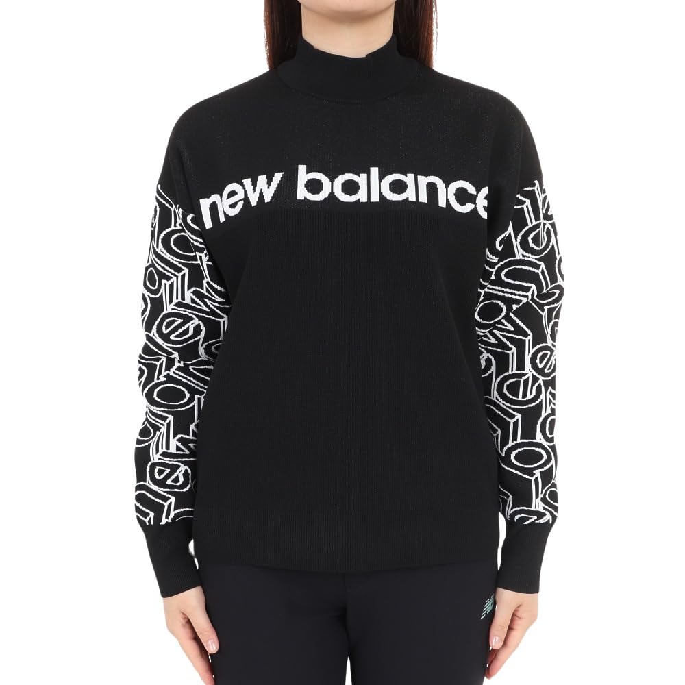 New Balance Golf Mock Neck Sweater 0 Women's (Geometric Sleeves, Stretch) / 012-3270502 010_Black [S]