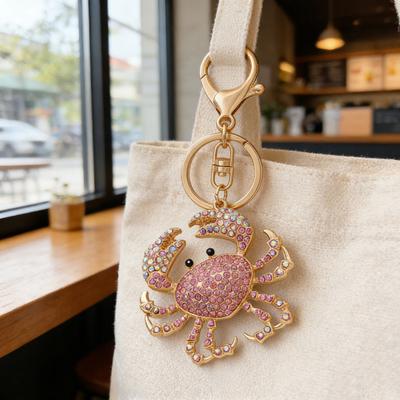 Acessórios DIY para Pingentes Charme de Caranguejo Falso Brilhante Contas de Cristal Porta-Chaves Mochilas Bolsas Acessórios