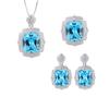 Jewelry Copper Bottom Gold-Plated Simulation Aquamarine Light Luxury Set Pendant 1 Ring 4 * 16 Earrings 12 * 14