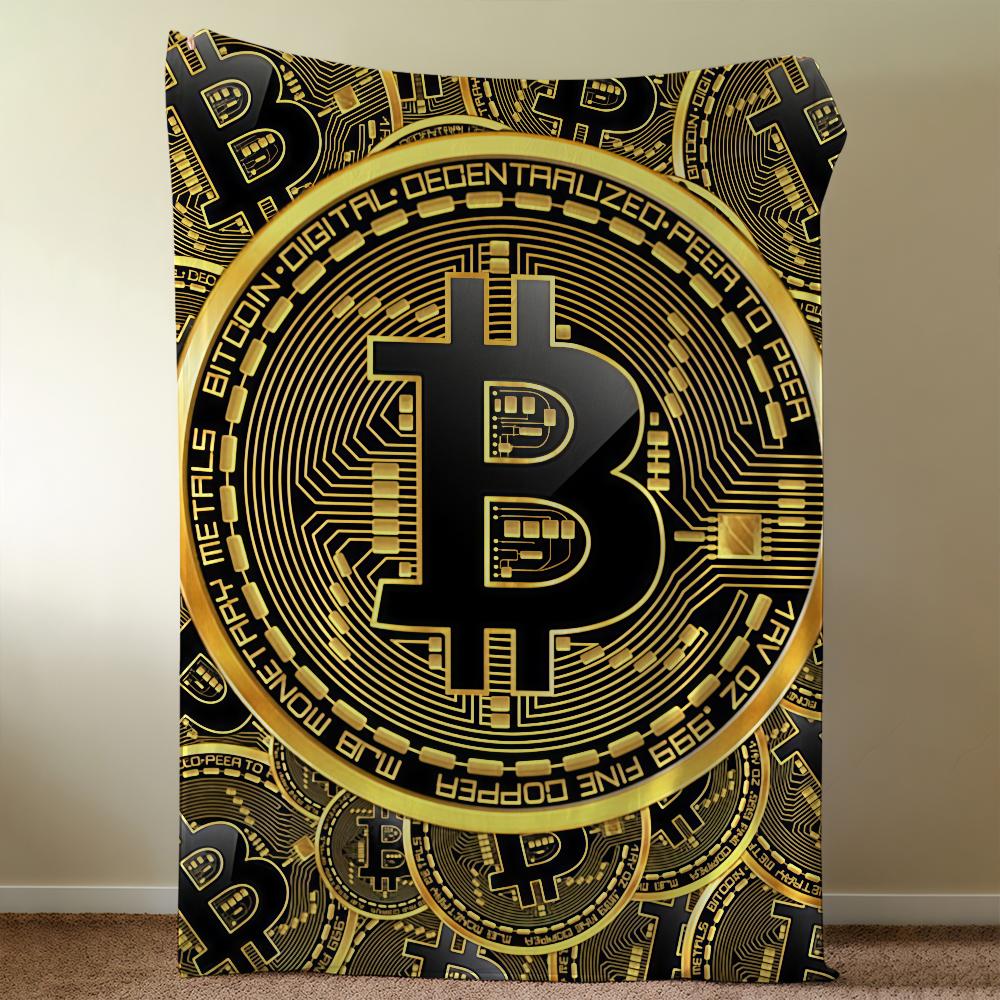 Money Blanket Throw Super Cosy Plush Living Room Sofa Couch Childish Bitcoin Birthday Gifts