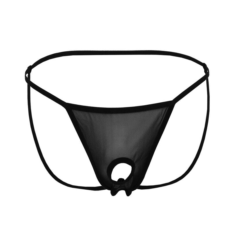 Men's Open Butt Transparent See-Through Thong with Open Crotch