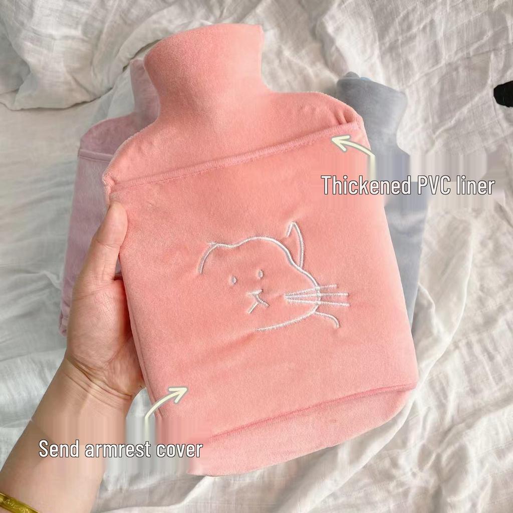 Large Cute Plush Hand Warmer: Explosion-Proof, Thickened Hot Water Bottle with Pocket and Cloth Cover