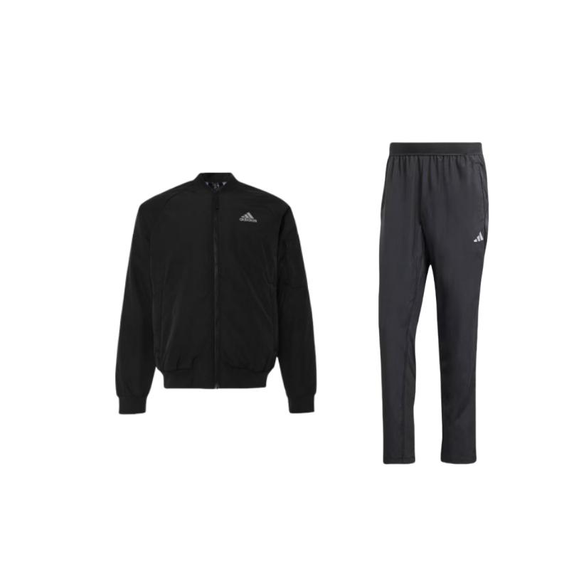 

Adidas Logo Comfortable Warm Long Sleeve Straight Leg Knitted Pants Casual Sports Suit Men suit Black IP4472+JN4855 S