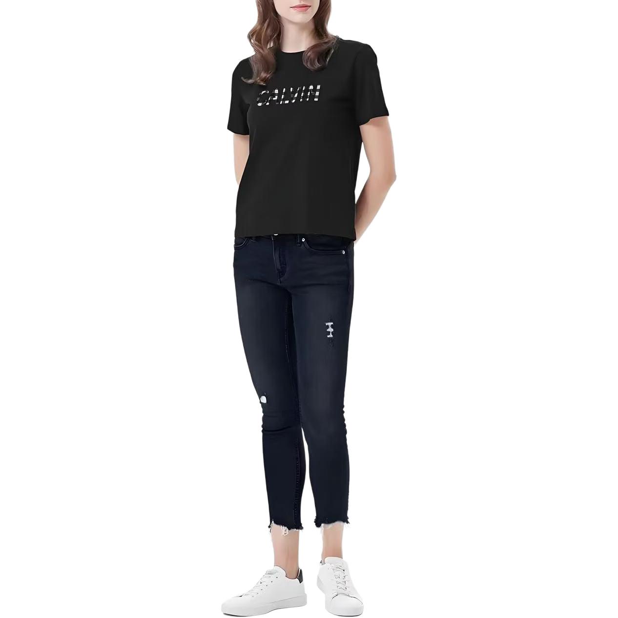 

Calvin Klein Минималистичная удобная футболка с круглым вырезом и коротким рукавом с принтом букв, женские топы J212642 XS