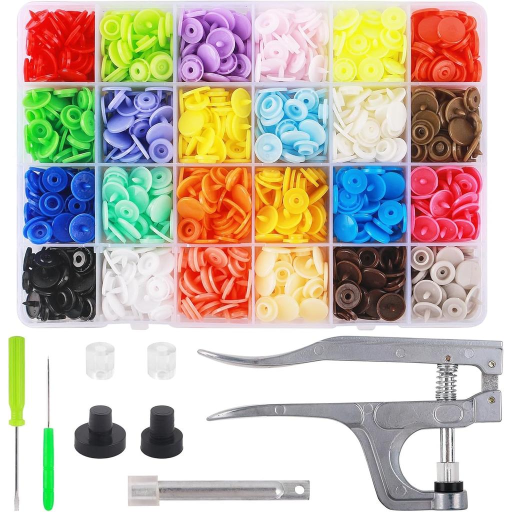 Kit Bottoni a Pressione con Pinza per Bottoni a Pressione, 240 Set di Bottoni a Pressione in Plastica per Tessuto, Bottoni a Pressione T5 e Set Pinza per Bottoni a Pressione Kit di Attrezzi di Fissaggio Starter per Cucire Abbigliamento