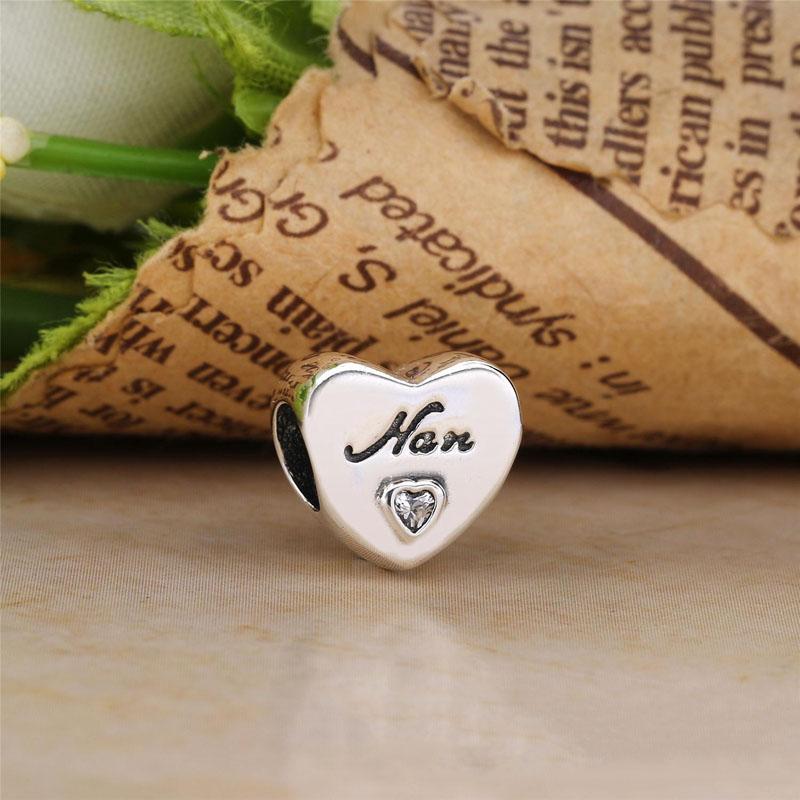 Fit Bracelet Original Mode 925 Argent Sterling Nan Grand-mère Papa Soeur Fille Femme Maman Meilleur Ami Tante Je T'aime Coeur