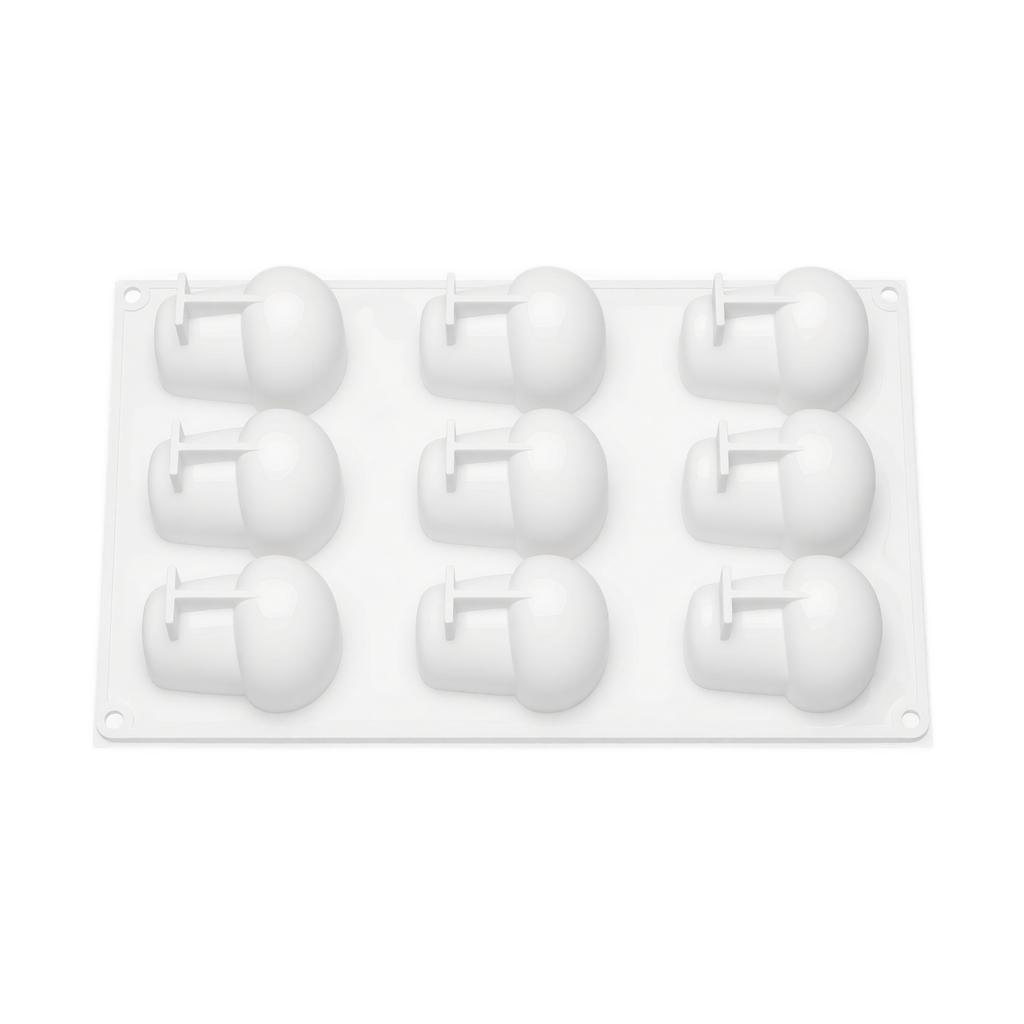 Silicone Baking Mold 9 Cavities Mushroom Shape Pudding Mold Flexible Non-Stick DIY Dessert Mold for Oven Microwave and Freezer Use