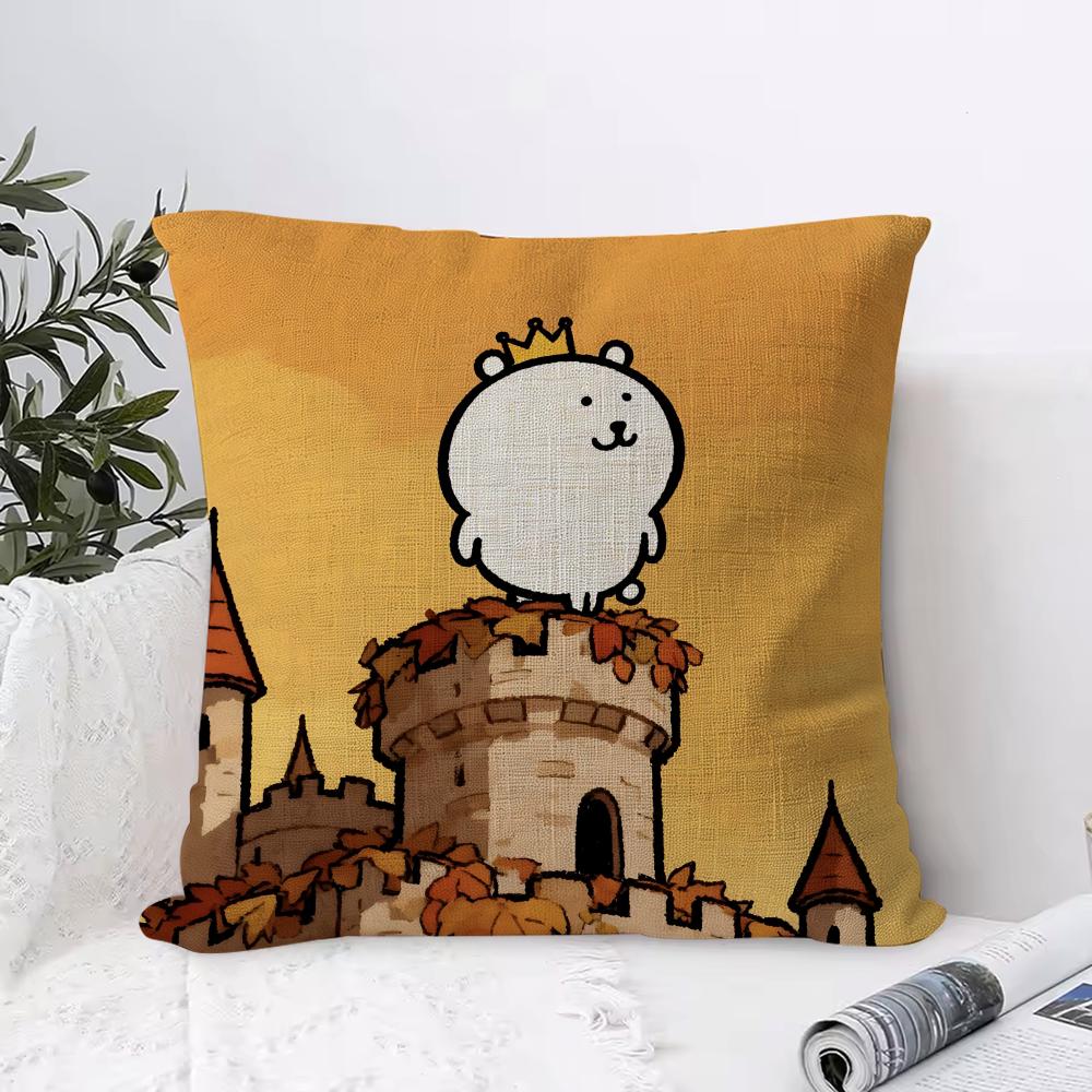 Japan Cute Joke Bear Cushion Cover Eco Linen Pillow Case DoubleSided Print Breathable Durable Zipper Home Decor Gift