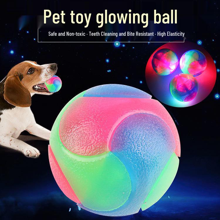 Glow-in-the-Dark Flashing Elastic Ball: Interactive, Bite-Resistant Toy for Puppies & Cats