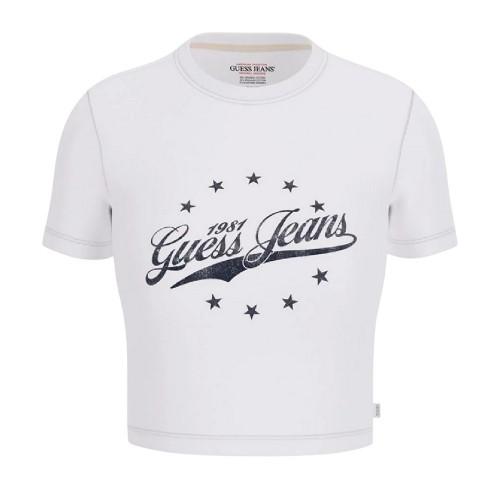 Guess Womens/Ladies Logo Cropped Slim T-Shirt