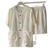 2026 Women's Summer Pajamas: Cloud Cotton Built-in Bra, Short Sleeve Cardigan, Teen Girls' Loungewear Set