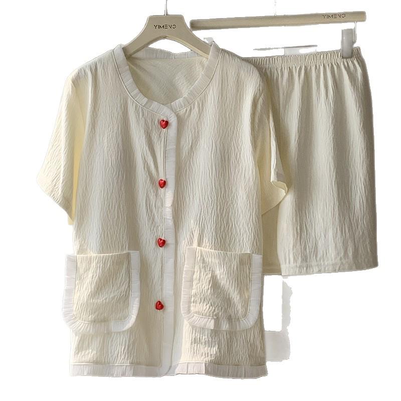 2026 Women's Summer Pajamas: Cloud Cotton Built-in Bra, Short Sleeve Cardigan, Teen Girls' Loungewear Set
