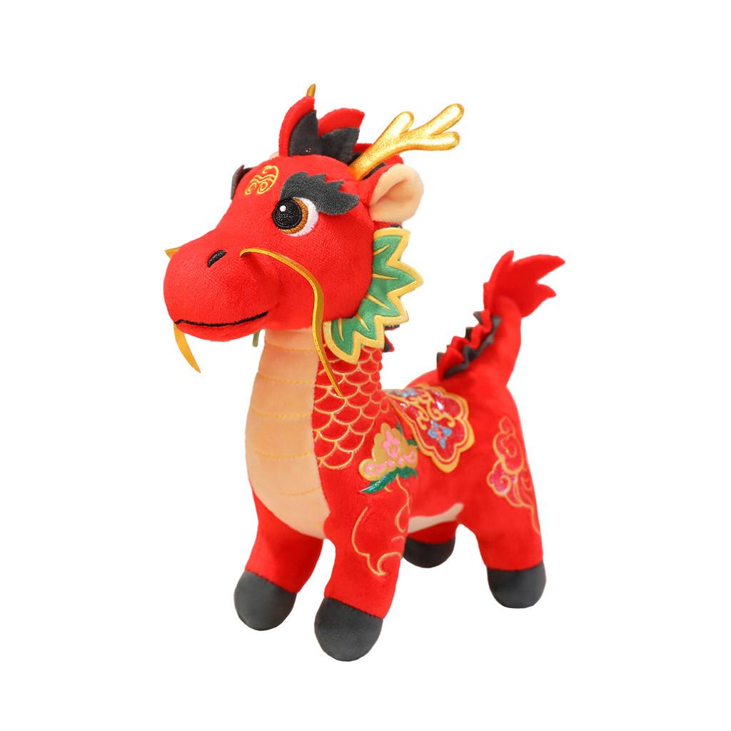 Red Dragon Cute Horse Plush Toy With Embroidery Design For Room Decoration