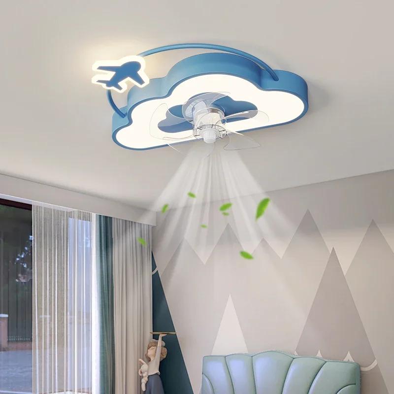 Cartoon LED Fan Ceiling Light Chandelier Fan Children's Room Decoration Furniture Bedroom Living Room Ceiling Lamp Strong Wind