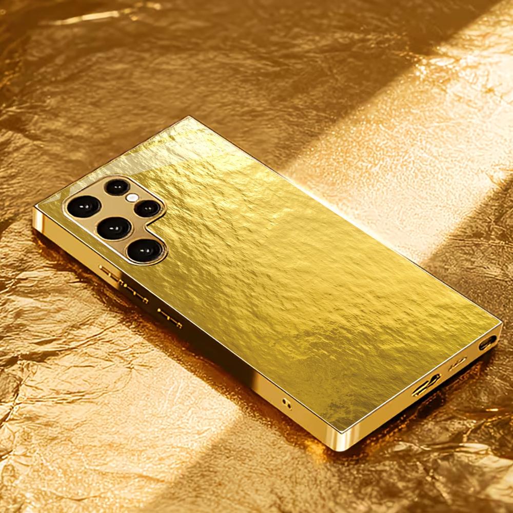 Gold Protective Cover Atmosphere Highend Electroplating Glass PhoneCase for Samsung Galaxy S26 S25 S24 S23 S22 S21 FE,Ultra,Plus