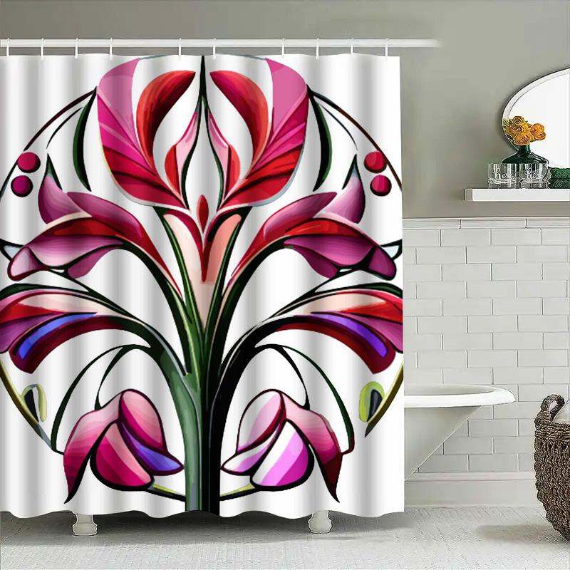 Creative abstract floral pattern shower curtain waterproof and mildew-proof bathroom curtain home decoration shower curtain
