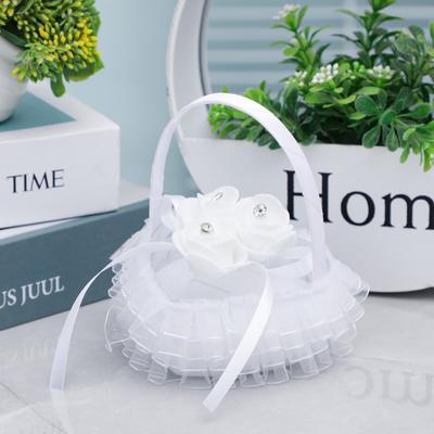 Wedding Heart-shaped For Jewelry White Lace Ruffles Flowers Hand-held Pearl