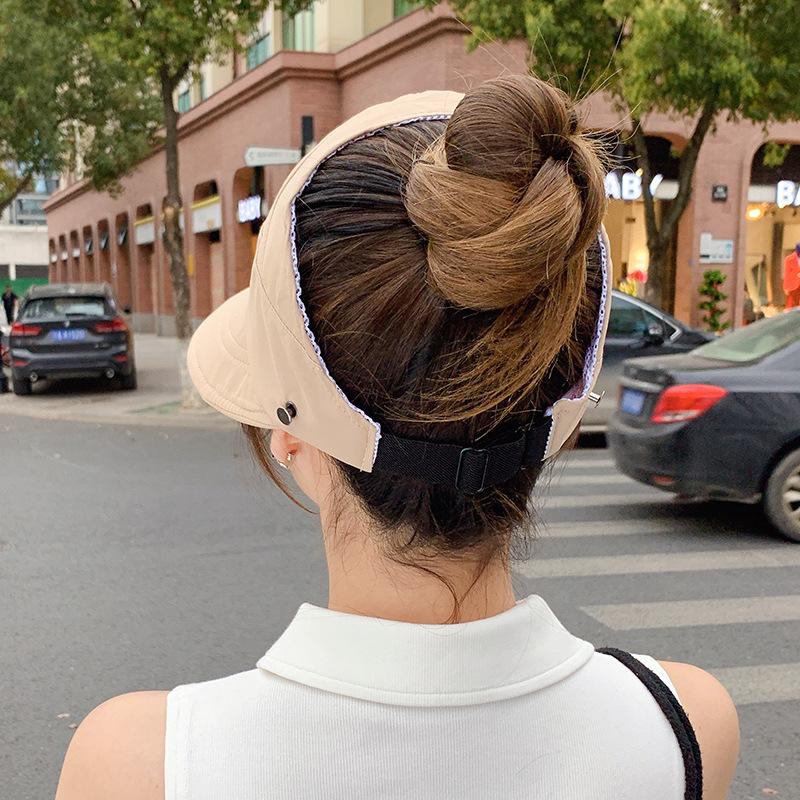 Women's sun protection cap, open-top cap that can be tied into a ponytail, provides sun protection and UV protection, versatile, makes the face look