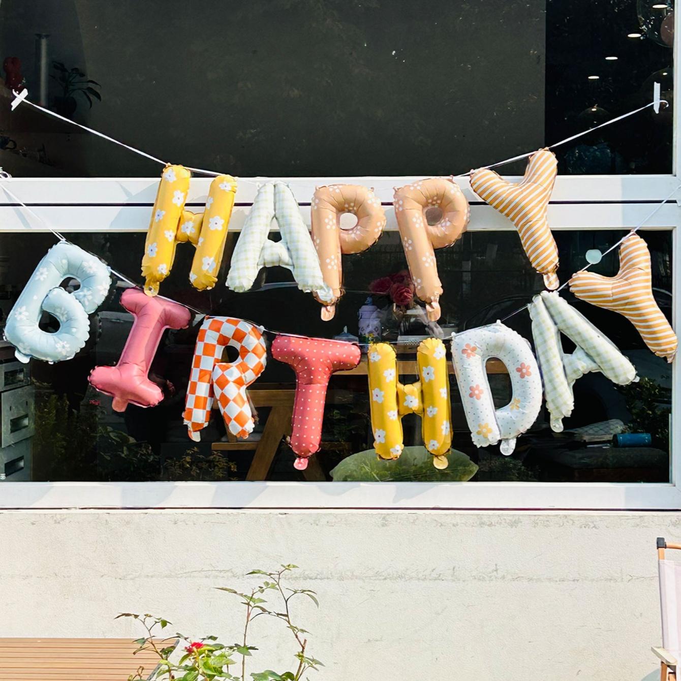 

Happy Birthday Balloon Banner -16 Inch Foil Letters Balloons, Reusable Birthday Decorations and Party Supplies, Suitable