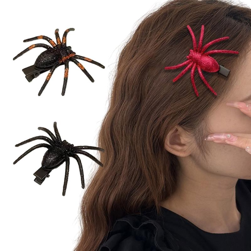 Goth Simulation Spiders Shape Hairpins Hot Girls Punk Duckbill Hair Clip Halloween Ponytail Bangs Hair Clip for Woman