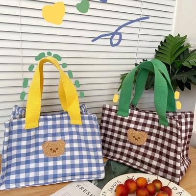 Isolierte Bunte Karomuster Lunchtaschen Tragbare Lunchbox-Taschen Alufolie Sandwich-Mahlzeit-Tasche Mama-Tasche Snack-Aufbewahrungstaschen