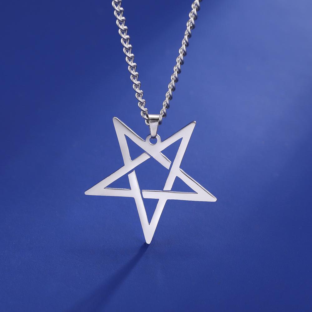 Dawapara Inverted Pentacle Necklace Gothic Pentagram Pendant Occult Amulet Witchcraft Stainless Steel Jewelry