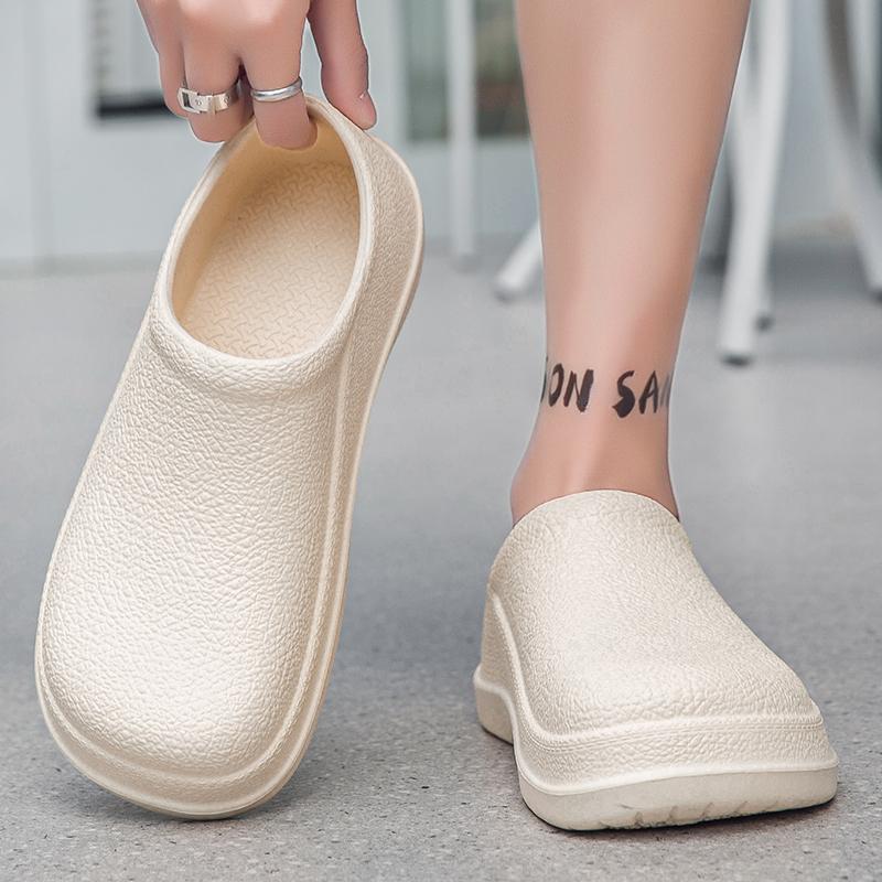 Men Thick Sole Summer Beach Slides Anti Slip Slipper Soft Sandals Simplicity Ultra Light Letter Shoes Men Waterproof Slippers