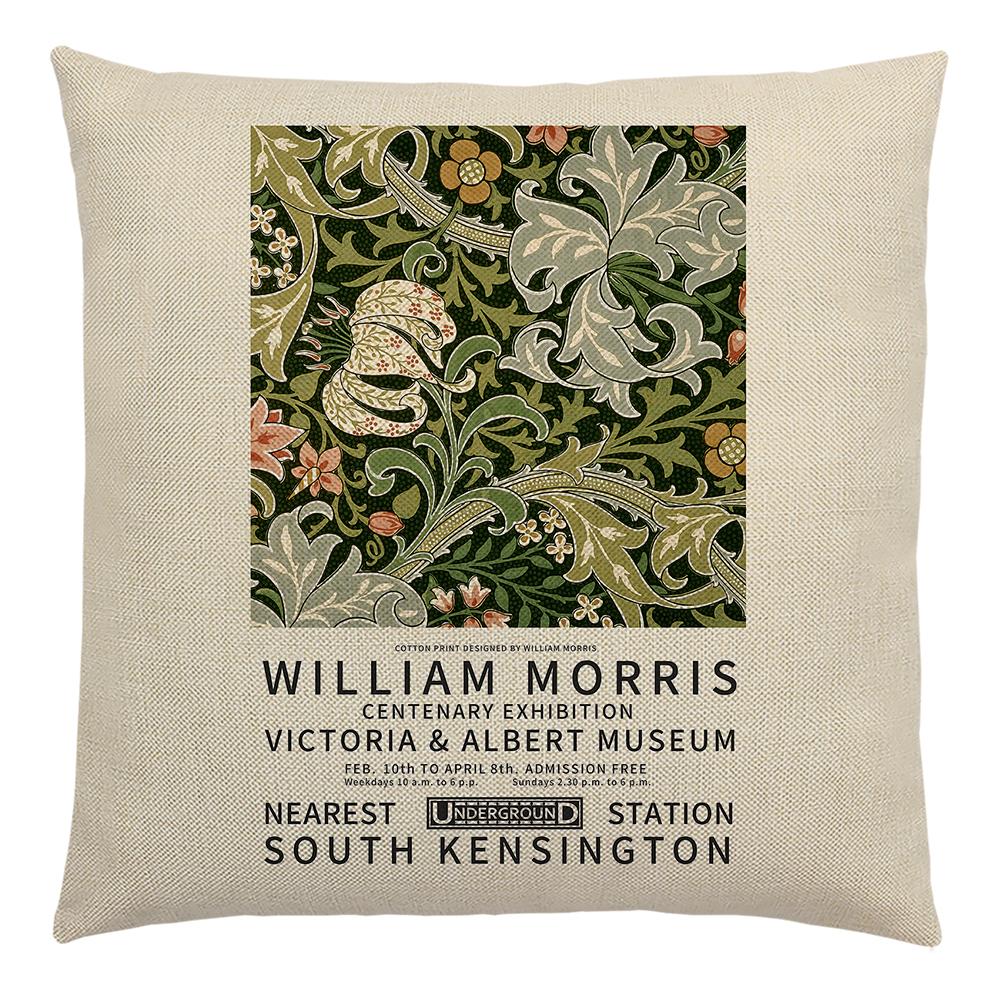 William Morris Painting Cushion Cover for Sofa Throw Pillow Cover Vintage Linen Pillow Case Home Decoration Leaf Plants Printing