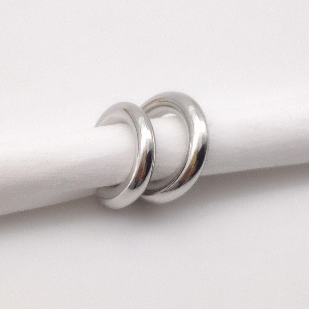 Asymmetrical Double Circle Metal Ear Cuff for Women