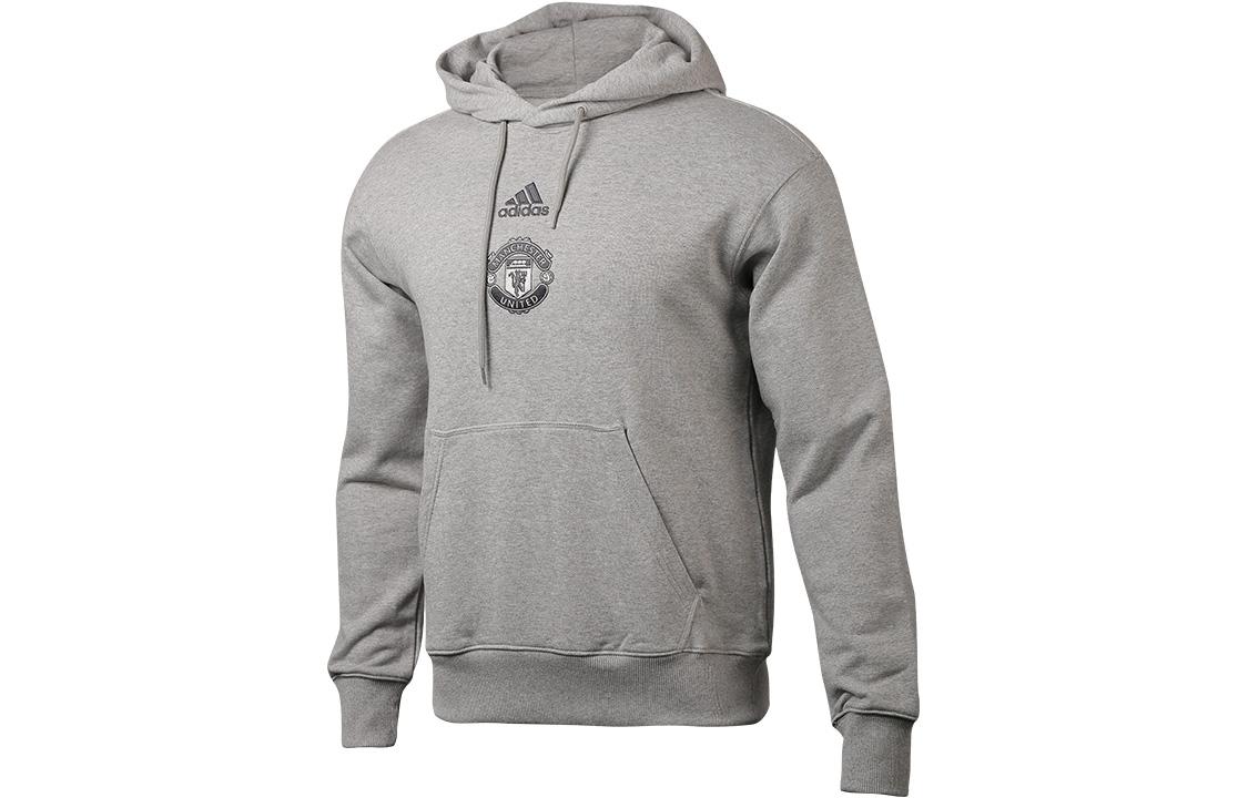 Adidas Manchester United Sweatshirts Men s Gray Hooded Moderate Regular FR3869 L