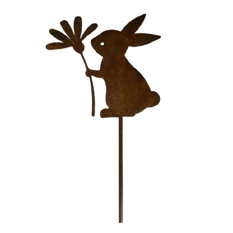 Animal Rabbit Decors Iron Decorative Rabbit Stakes Creative Animal Statues Stake