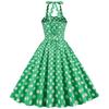Retro-Pünktchen-Schnür-Neckholder-Ausgestelltes Ballkleid Performance-Kleid, Bohème-Stil