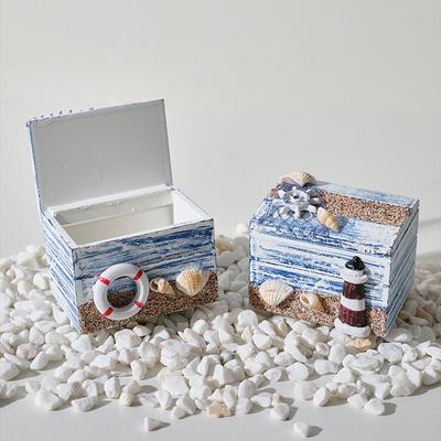 Jewelry Storage Wood Box With Mediterranean Style Vintage Multipurpose Small Items Case For Travel Organiser