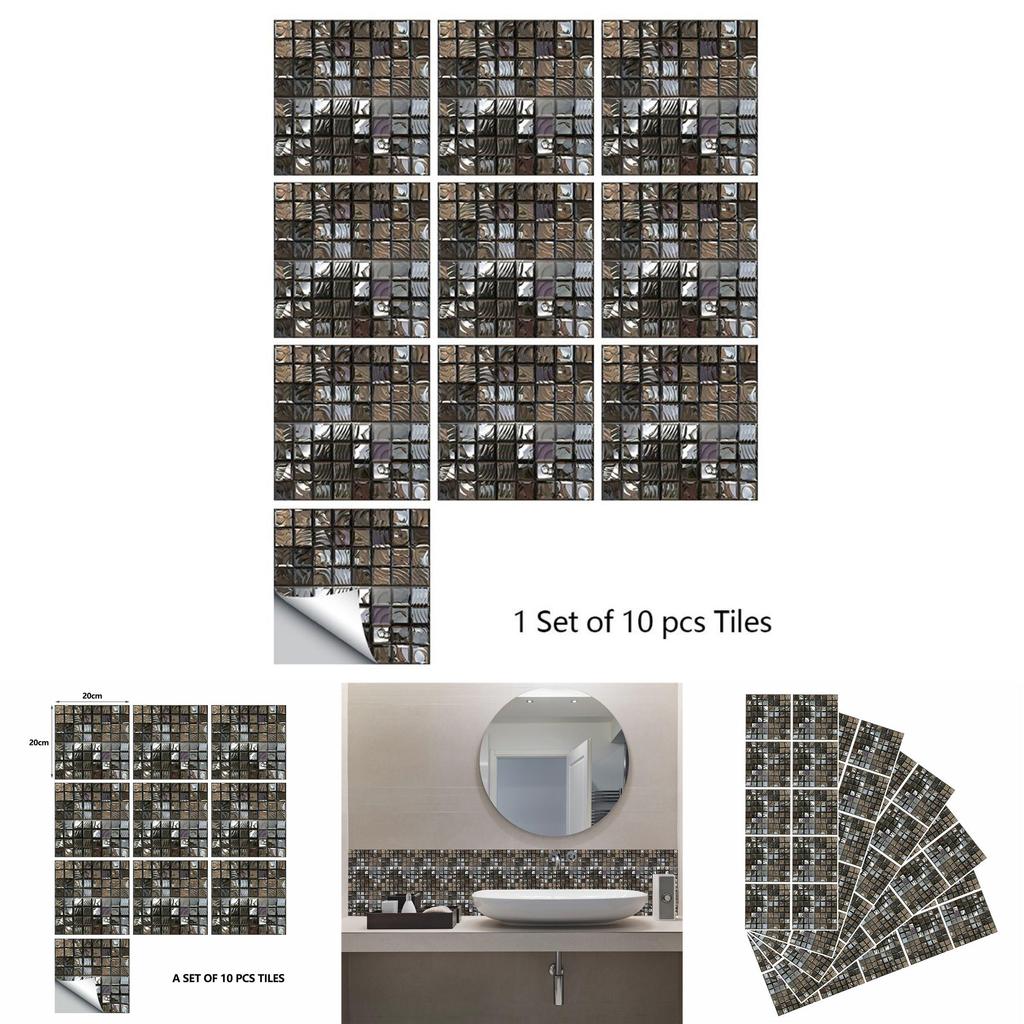 Abstract Mosaic Ceramic Tile Sticker For Home Renovation Waterproof Kitchen And Bathroom Decoration