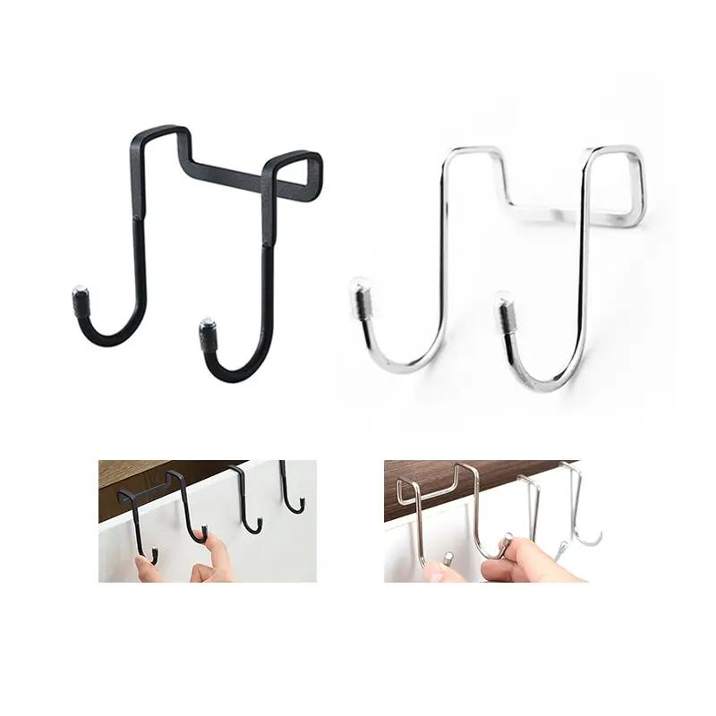 Home Multifunctional Stainless Steel Double S-shaped Double Hook Wall Hanging Bathroom Kitchen Door Towel Storage Rack