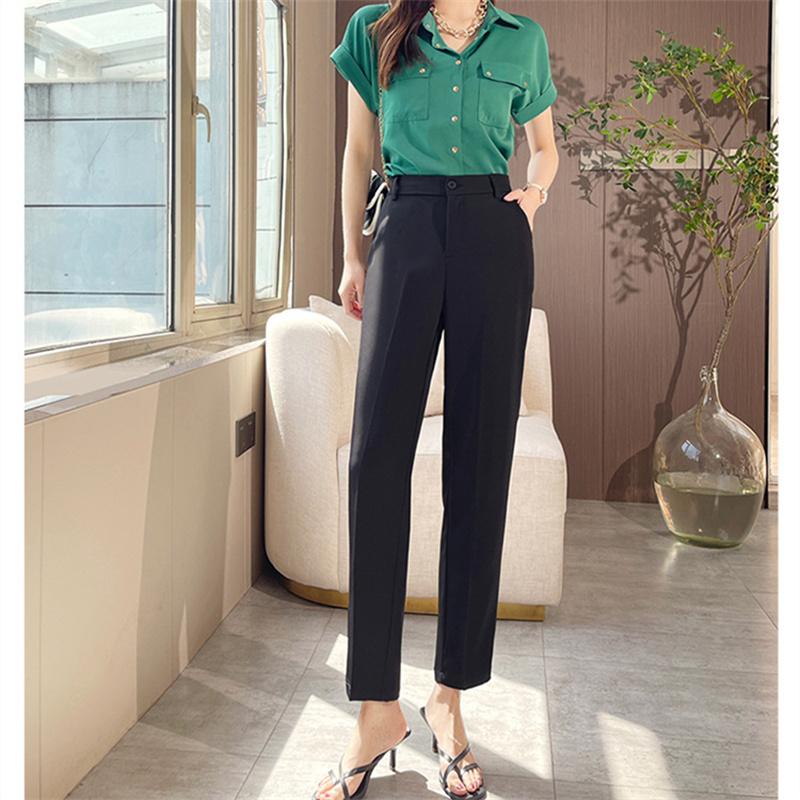 Spring Autumn Fashion Elegant Slim Fit High Waist Straight Trousers Femal Business Pencil Pants Fashion Solid Pant Women Classic