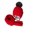 2 Pcs Kids Winter Hat Scarf Set Soft Cable Knitted Pom-Pom Hat Warm Scarf Set for Boys Girls Toddlers