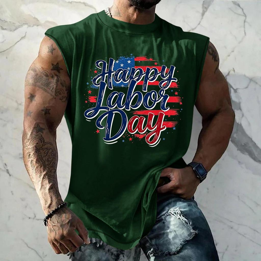 Men Sleeveless Tank Top Casual Loose Fit Muscle Shirt Summer Workout Athletic Gym Shirt Printed Graphic Tank Top for Outdoor Activities